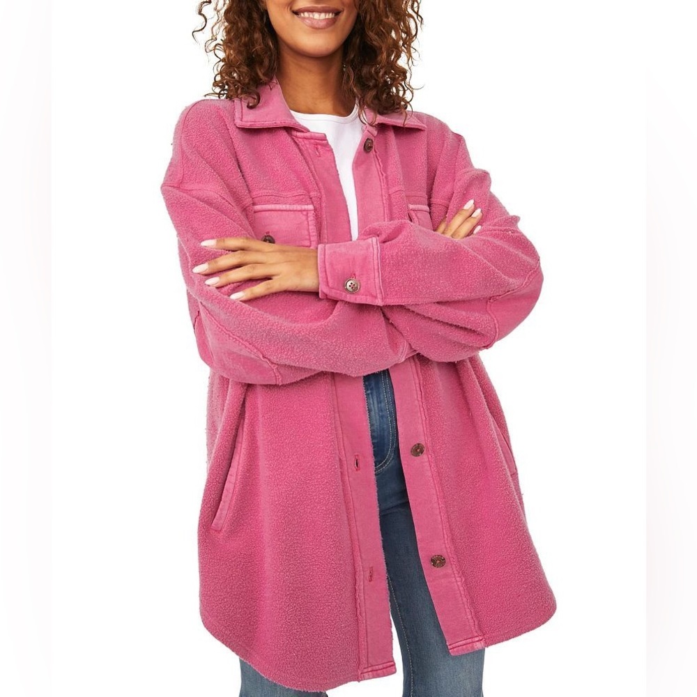Free People jacket in the shade pink envy. Size Medium, but oversized.